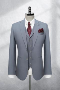 Bộ Suit Xám Trắng Phối Đột Chỉ Viền Modern Fit TGS376